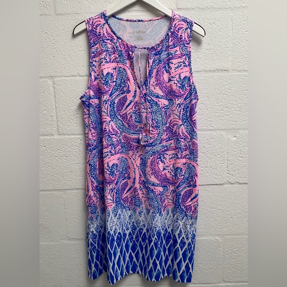 Lilly Pulitzer pink blue stretch Maybe Gator  size L coverup